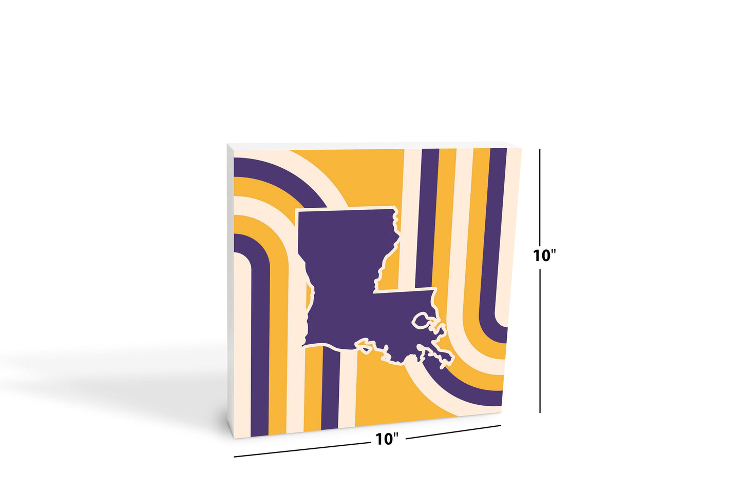 Purple Gold Louisiana Retro State Shape | Wood Block | Eaches | Min 2