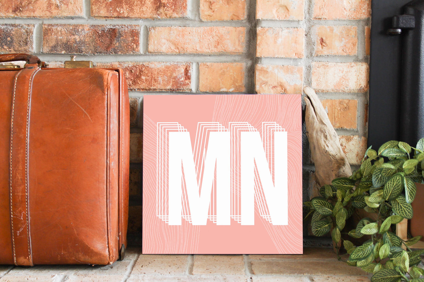 Boho Color Abbreviated On Pink Minnesota | Wood Sign | Eaches | Min 2