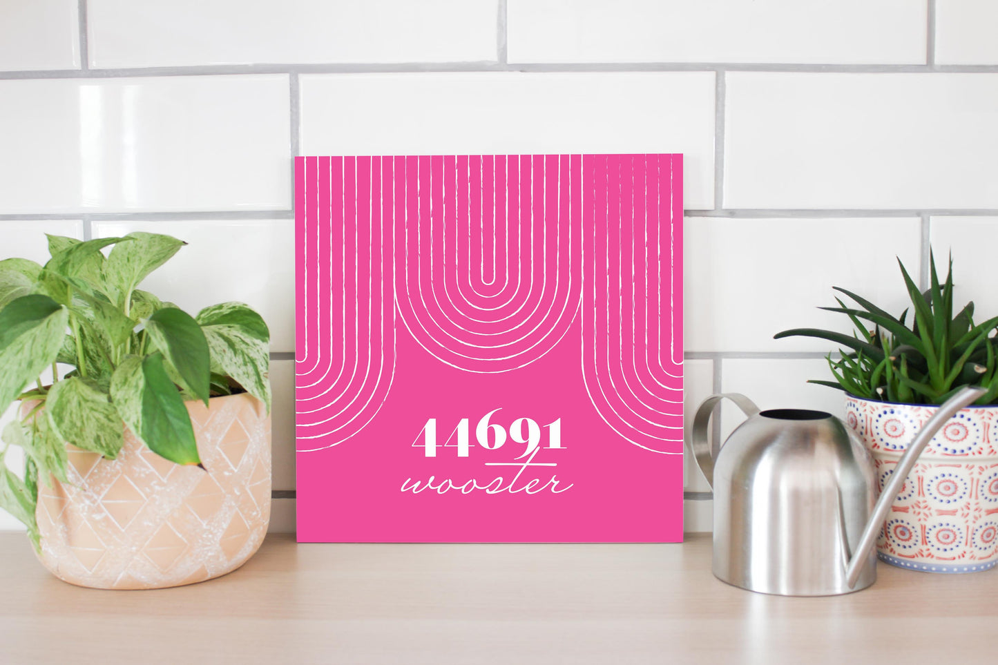 Bright Modern City Zip On Pink Ohio Wooster | Wood Sign | Eaches | Min 2