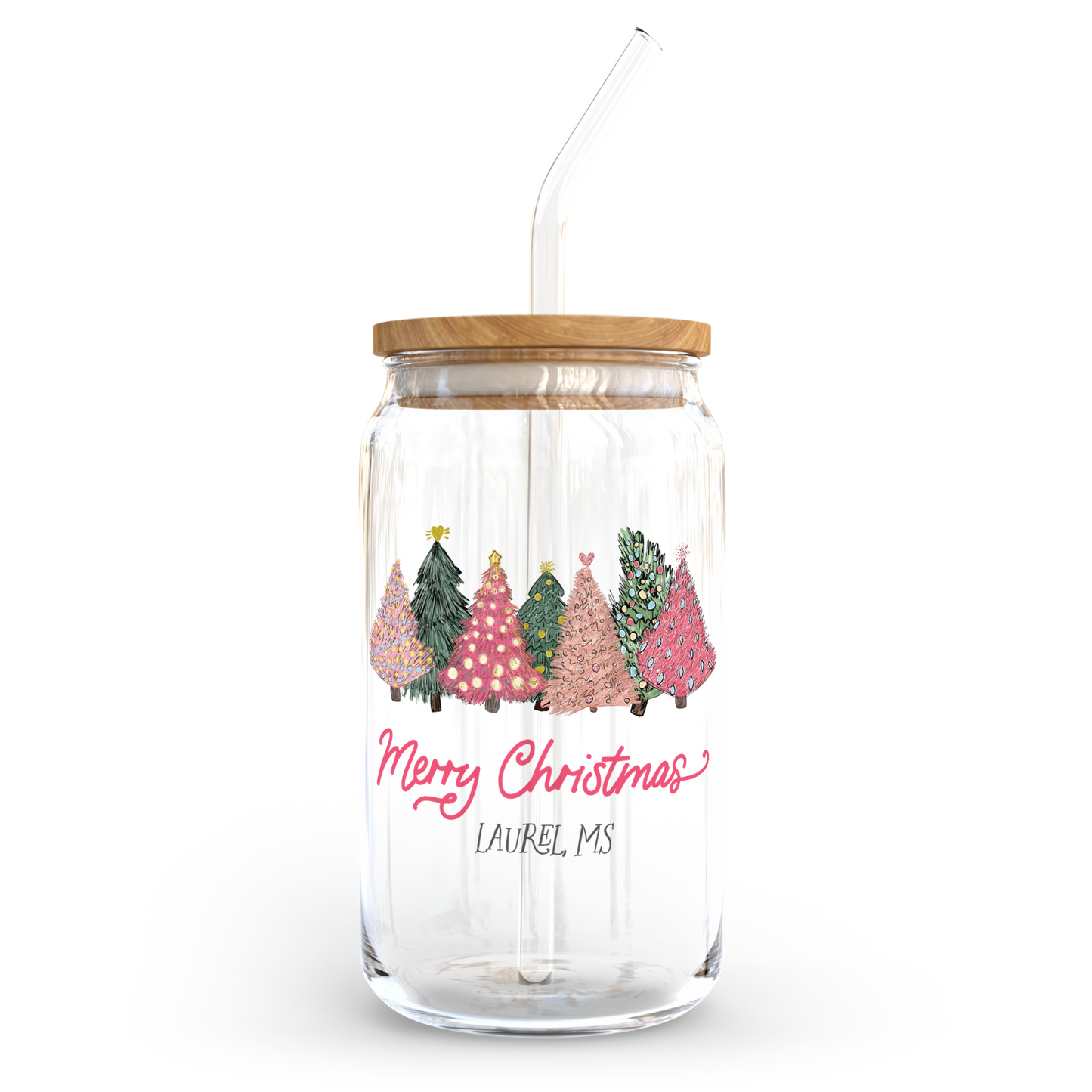 Custom Cold Brew Tumbler, Christmas Trees, Name Drop, Gifts