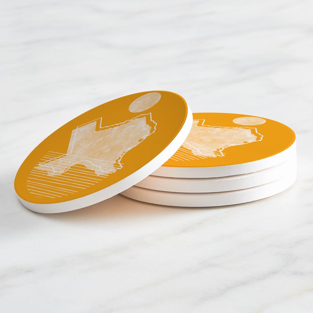 Bright Modern Geometric On Orange Texas | Absorbent Coasters | Set of 4 | Min 2