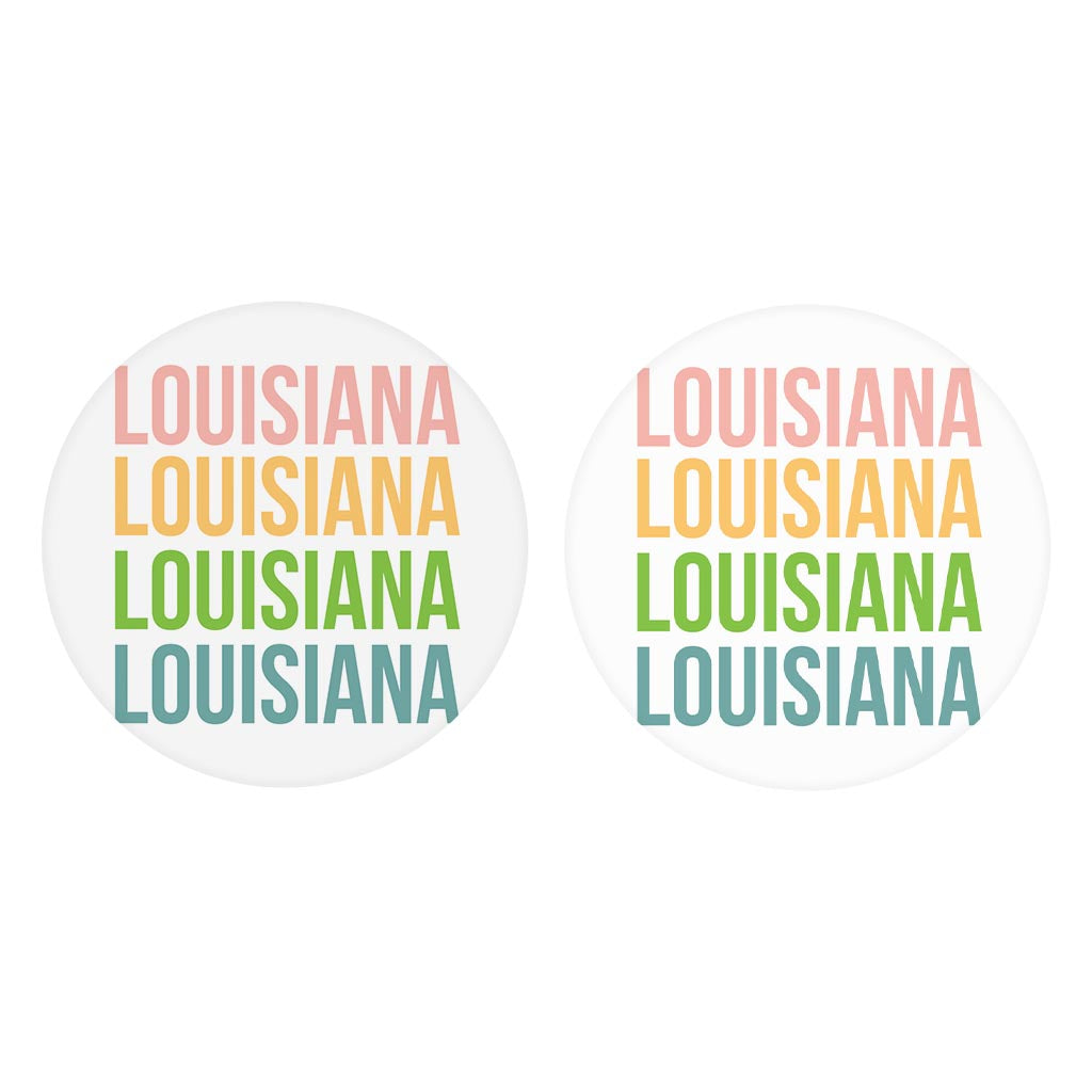 Boho Color Repeated State Name Louisiana | Absorbent Car Coasters | Set of 2 | Min 4