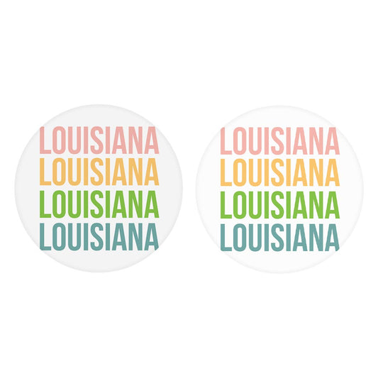 Boho Color Repeated State Name Louisiana | Absorbent Car Coasters | Set of 2 | Min 4