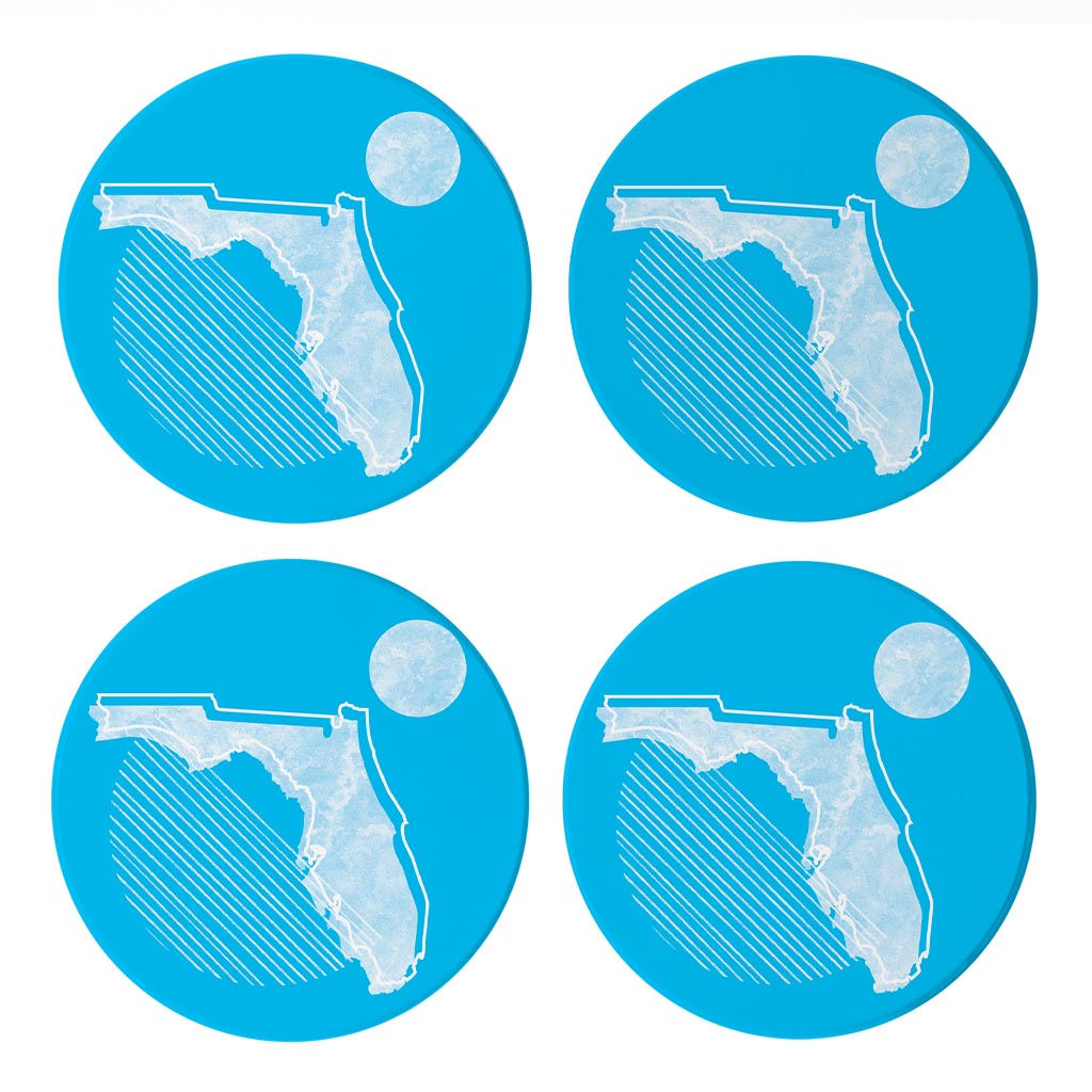 Bright Modern Geometric On Blue Florida | Absorbent Coasters | Set of 4 | Min 2