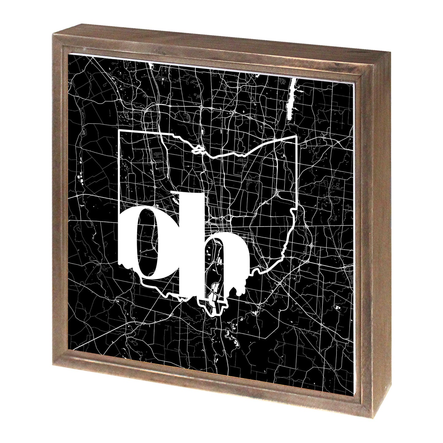 Black And White Abbreviated State Map Black Ohio Columbus | Wood Sign | Eaches | Min 1