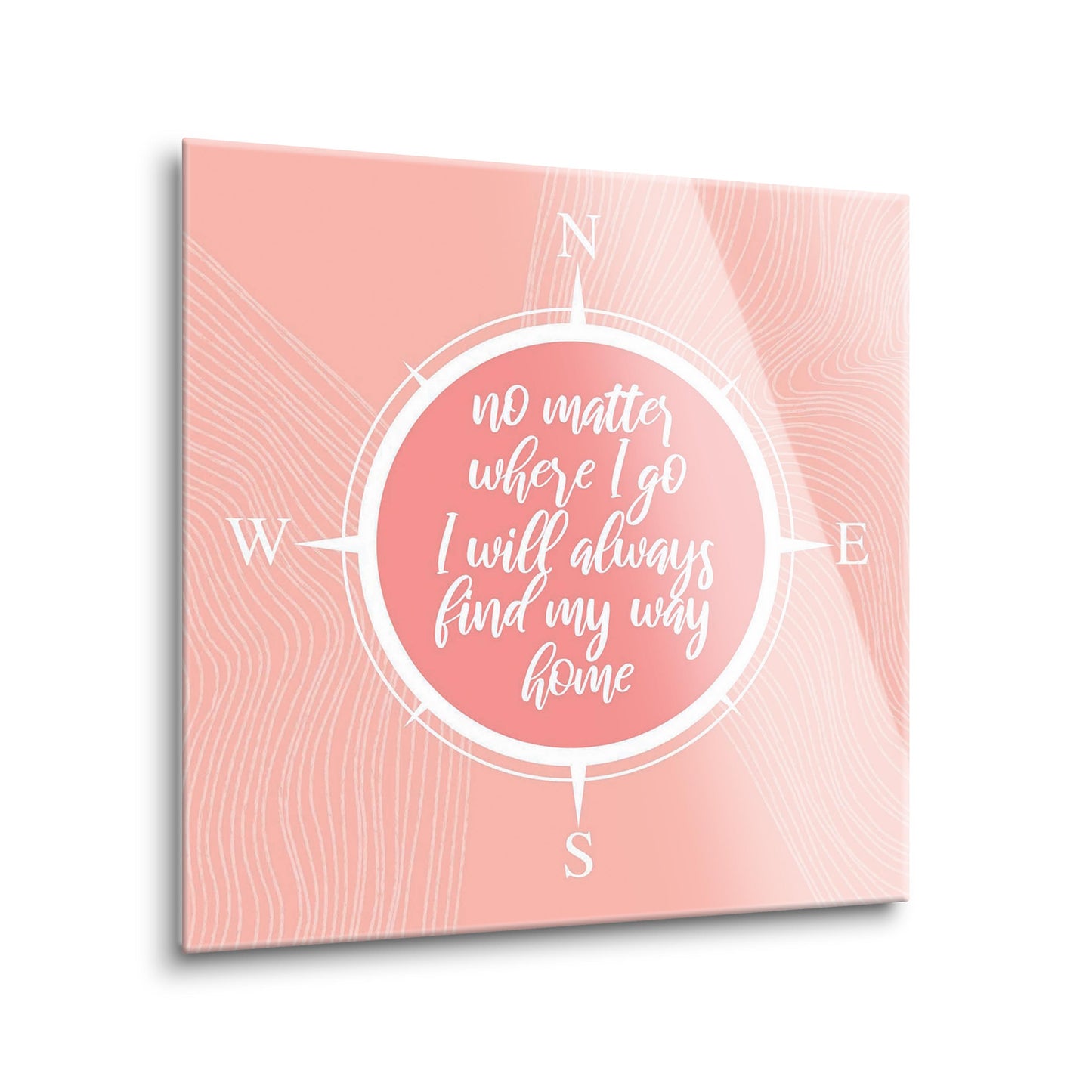 Boho Color Compass On Pink Quote | Hi-Def Glass Art | Eaches | Min 2