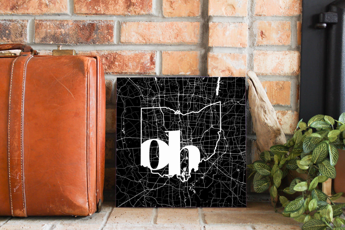 Black And White Abbreviated State Map Black Ohio Columbus | Wood Sign | Eaches | Min 2