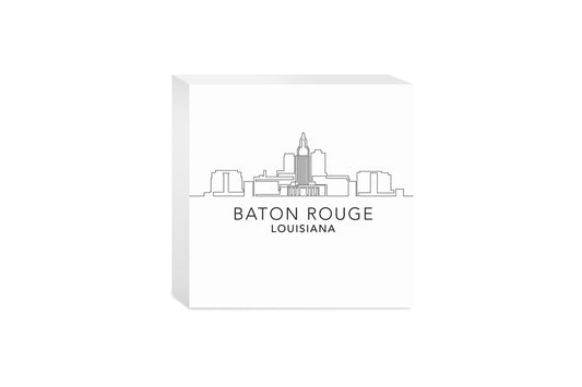 Minimalistic Baton Rouge Skyline | Wood Block | Eaches | Min 4