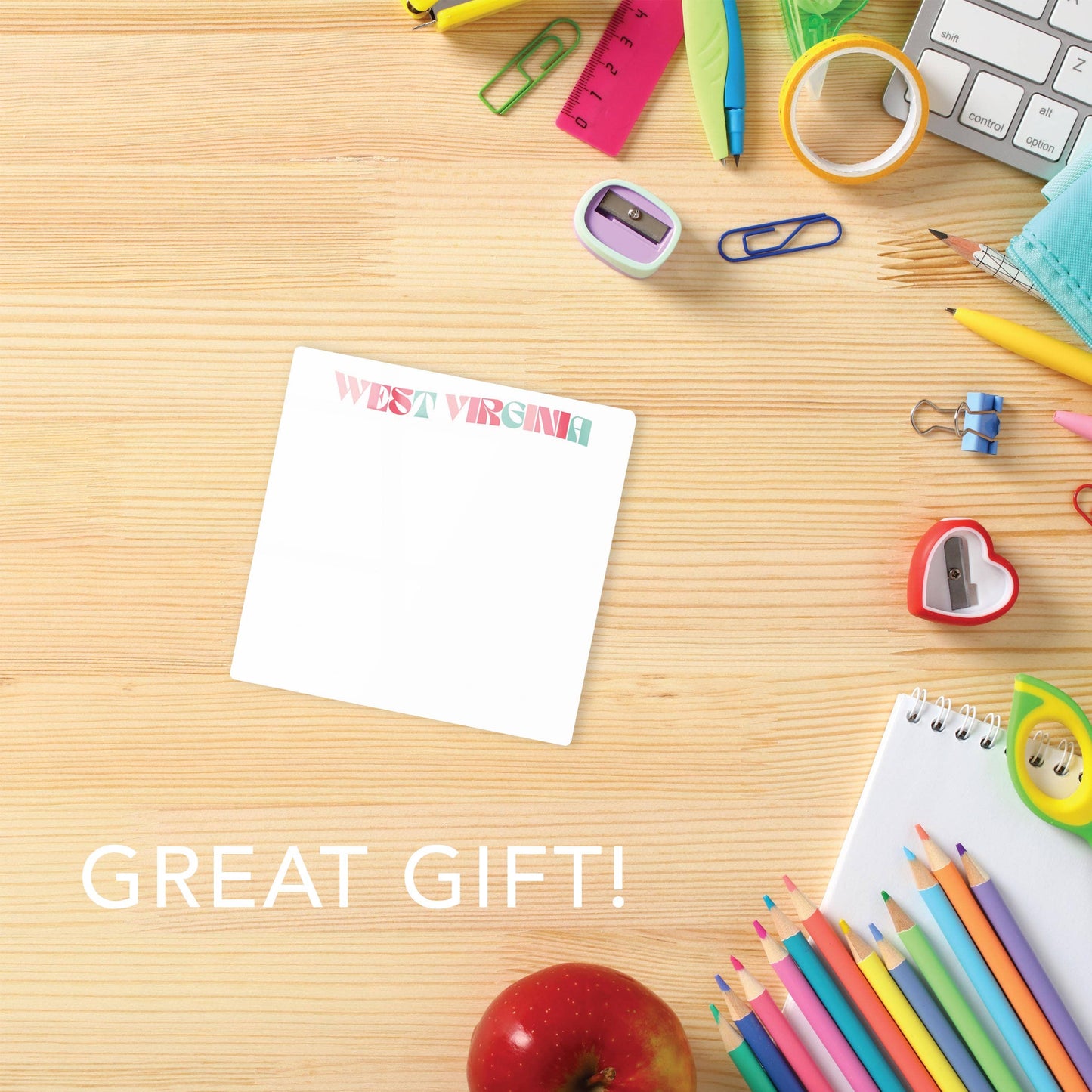 Custom Retro Wave Glass Dry Erase Desktop Notes Tile