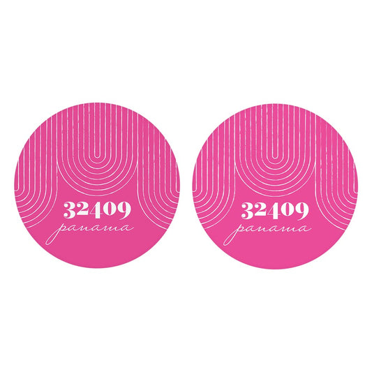 Bright Modern City Zip On Pink Florida Panama | Absorbent Car Coasters | Set of 2 | Min 4