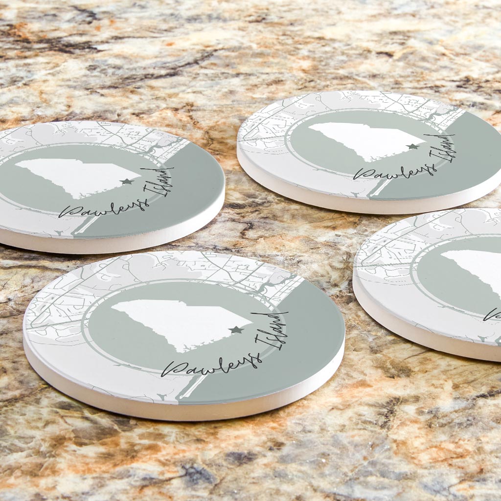 Vintage Groove State Star Map Pawleys Island | 4x4
