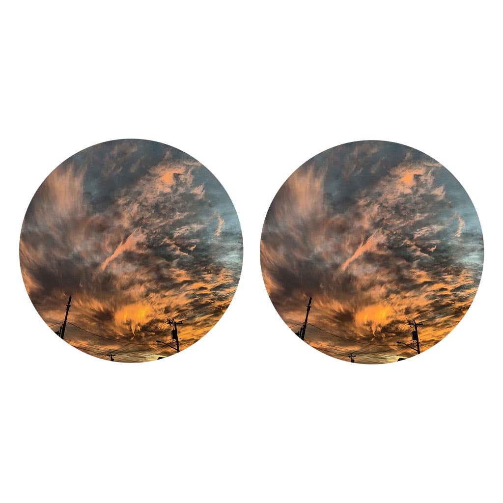 Monokian Ocean City Sky | Absorbent Car Coasters | Set of 2 | Min 4