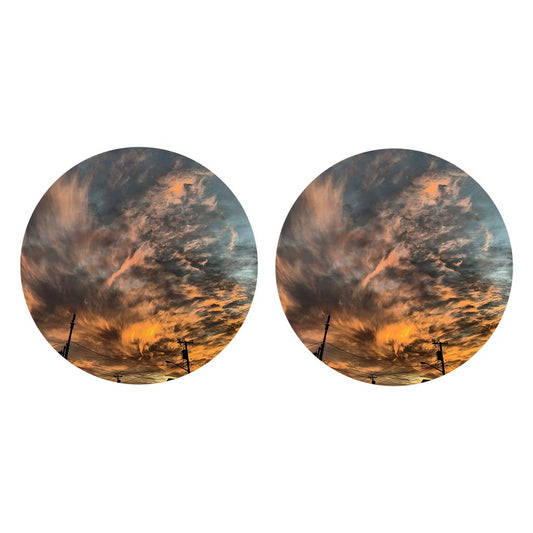 Monokian Ocean City Sky | Absorbent Car Coasters | Set of 2 | Min 4
