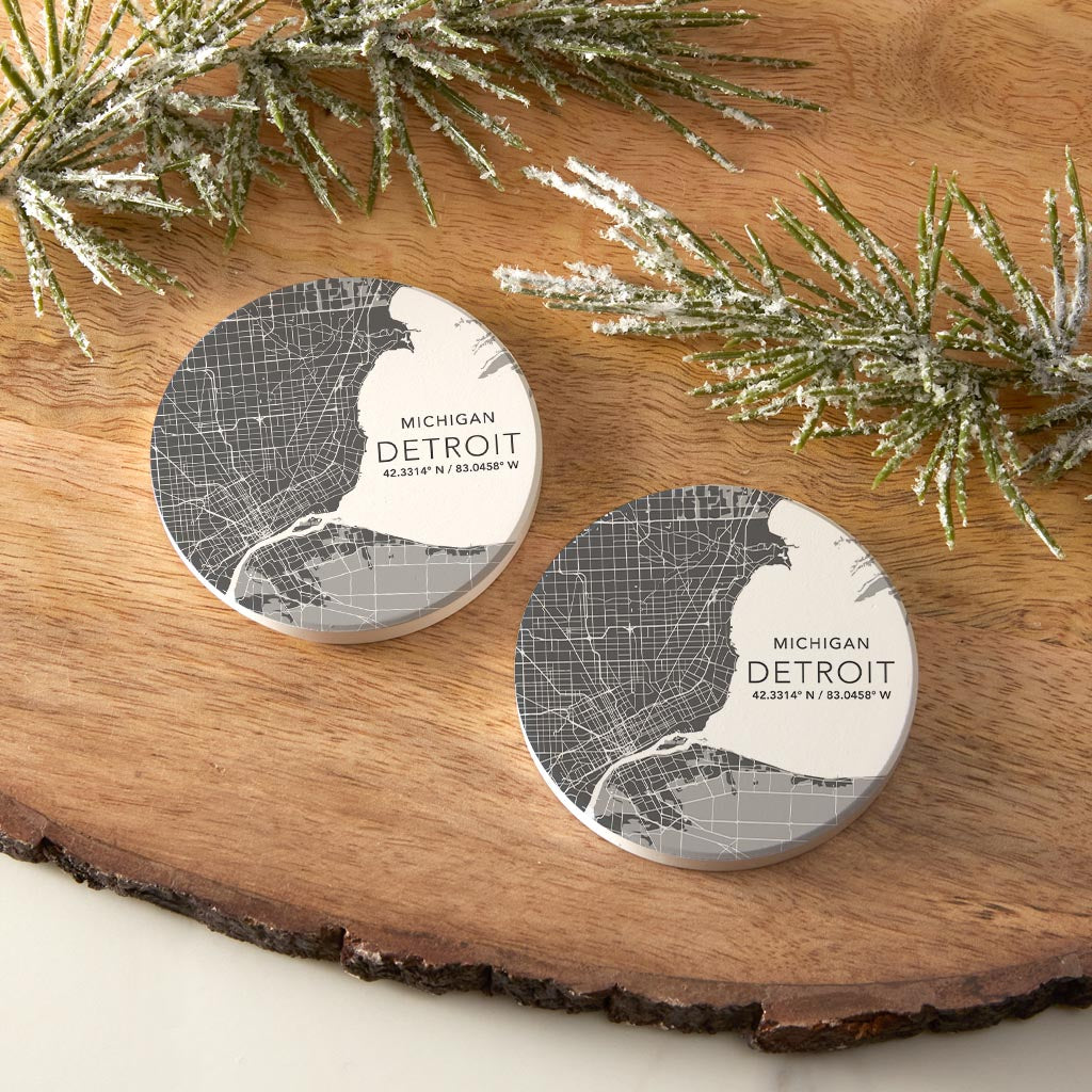 Grey Detroit Michigan Map & Coordinates | 2.65x2.65