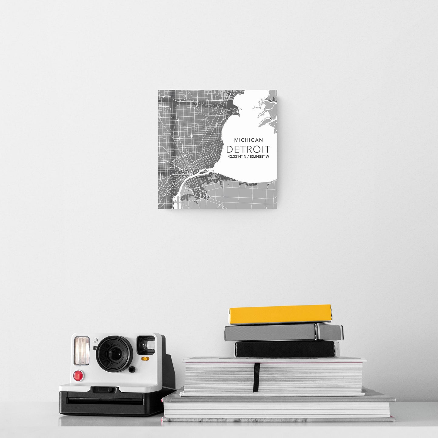 Grey Detroit Michigan Map & Coordinates | 8x8