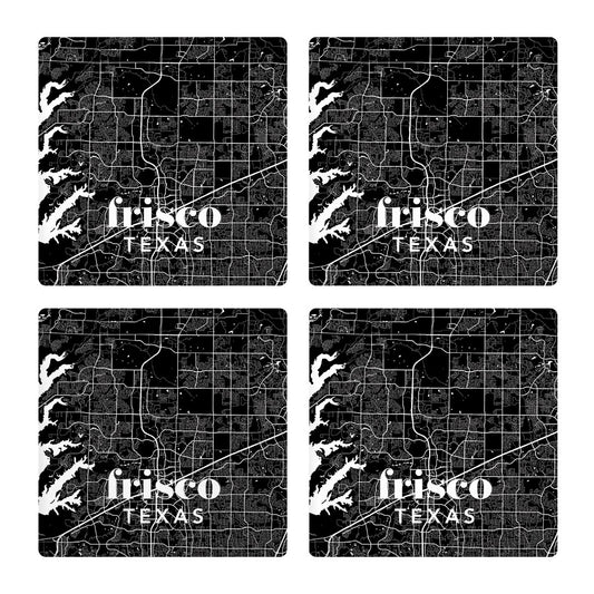 Black and White Black Map Texas Frisco