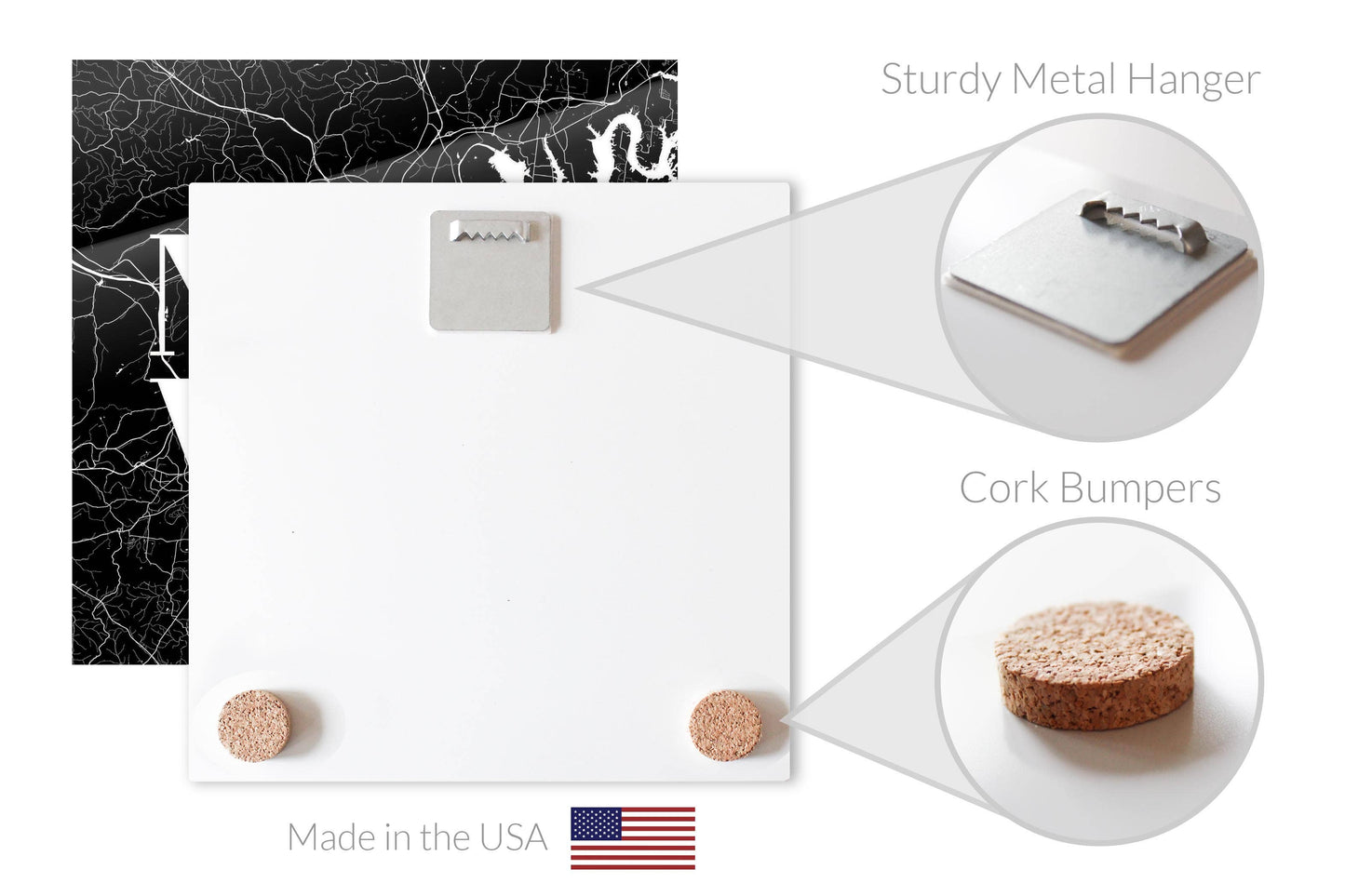Minimalist B&W Tennessee Nashville Map 12x12 Glass Plaque