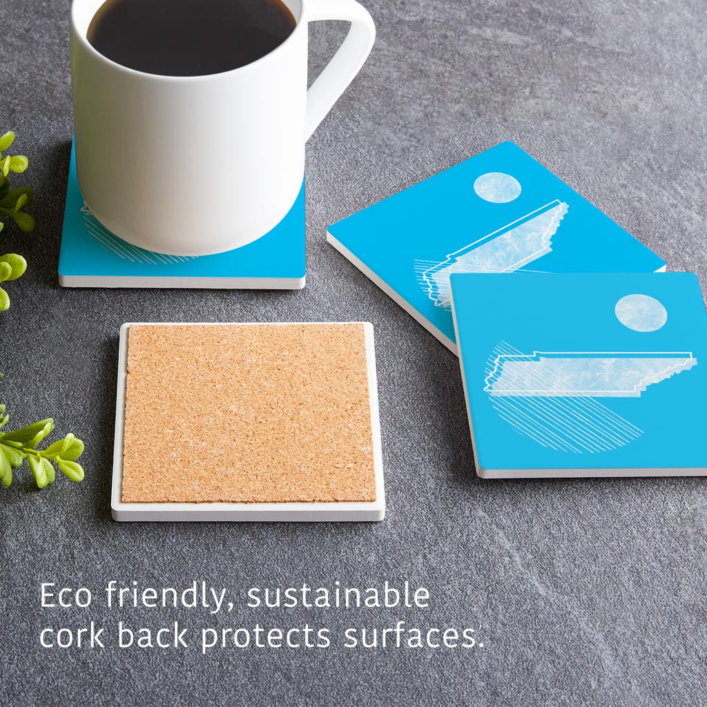 Bright Modern Geometric On Blue Tennessee | Absorbent Coasters | Set of 4 | Min 2