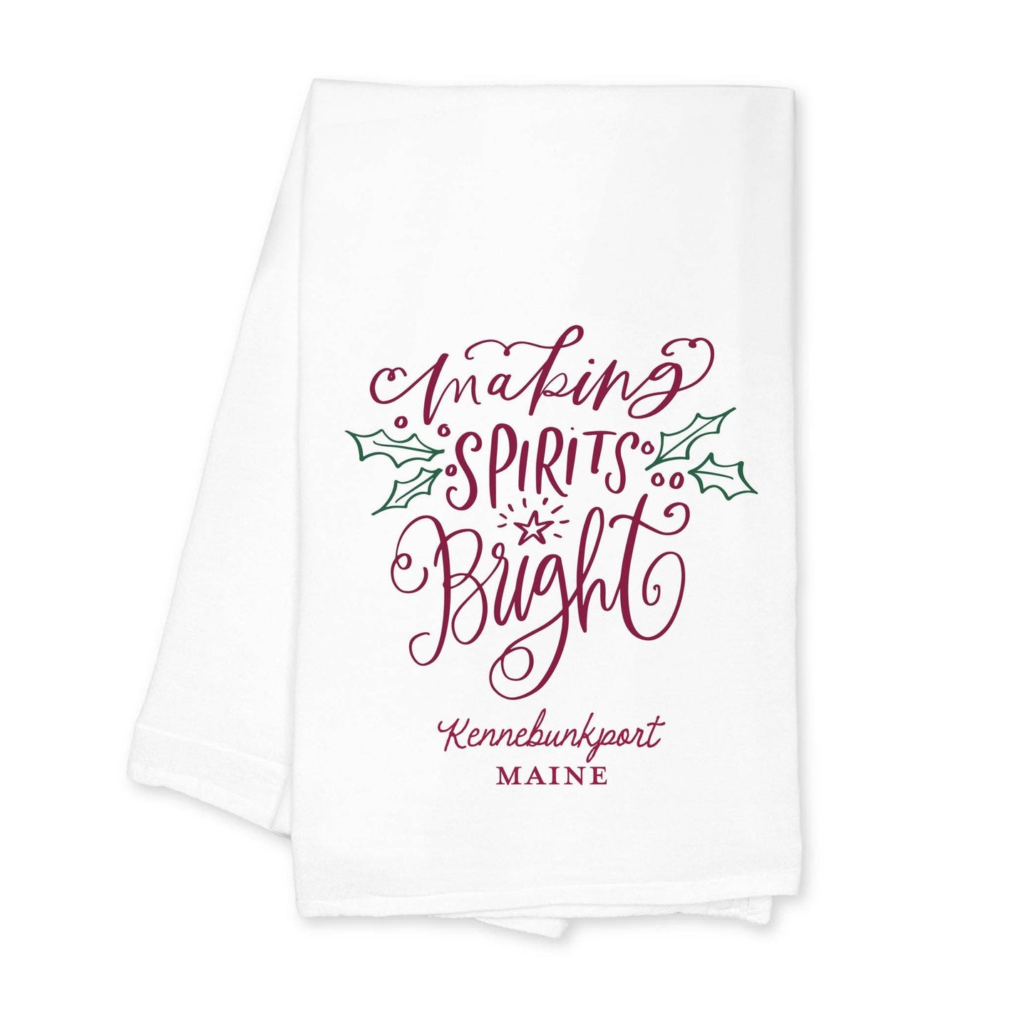 Cotton Tea Towel White-Love + Local Winterberry