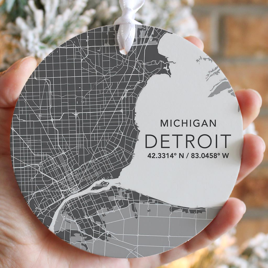 Grey Detroit Michigan Map & Coordinates | 4x4