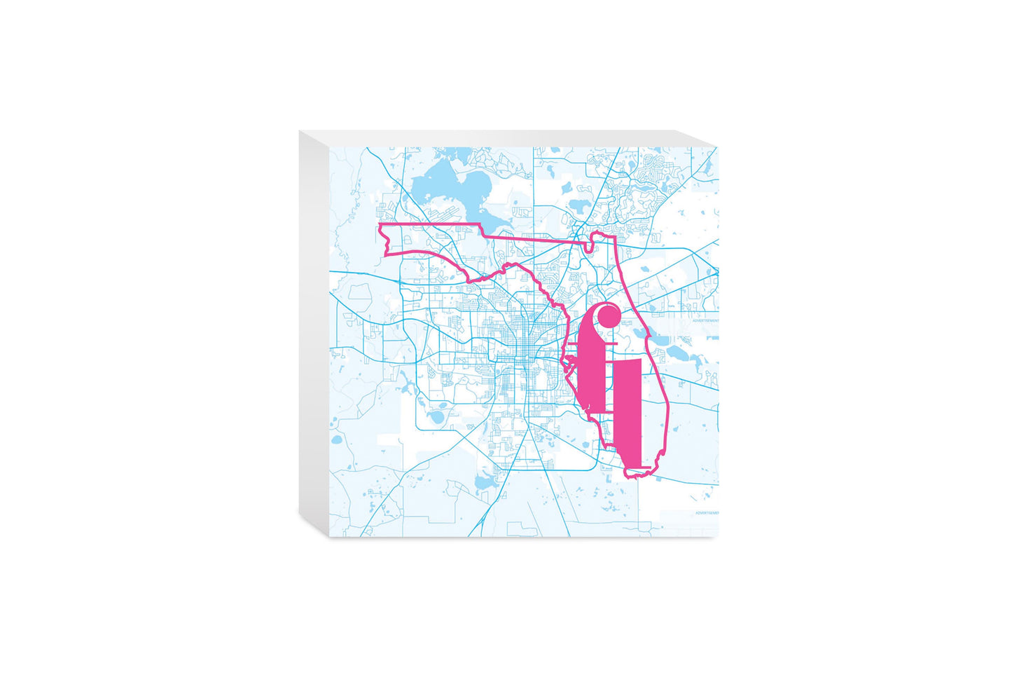 Bright Modern Abbreviated State Map Blue Florida Tallahassee | Wood Block | Eaches | Min 4