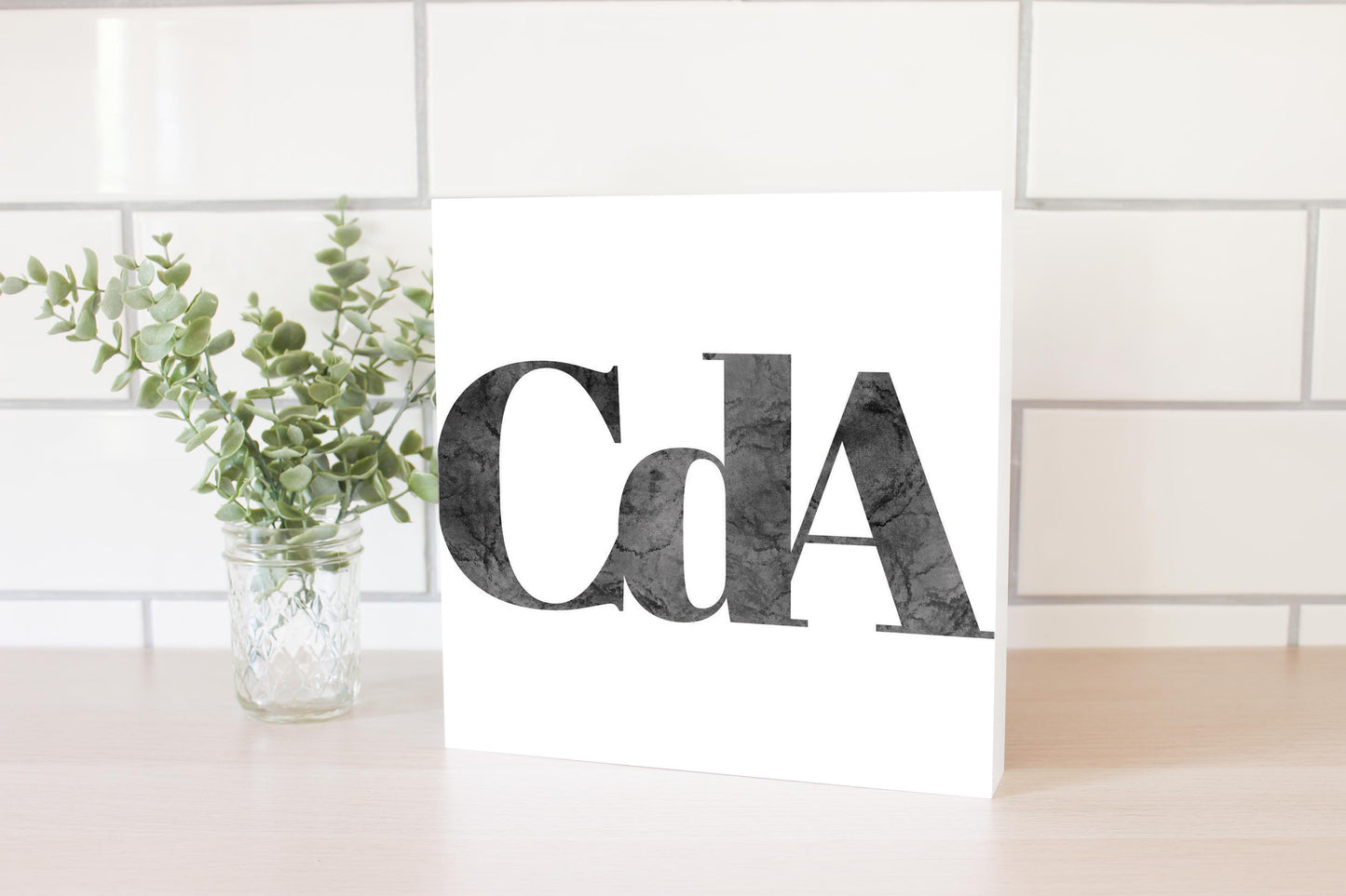 Minimalist B&W Idaho Cda White Initials | Wood Block | Eaches | Min 2