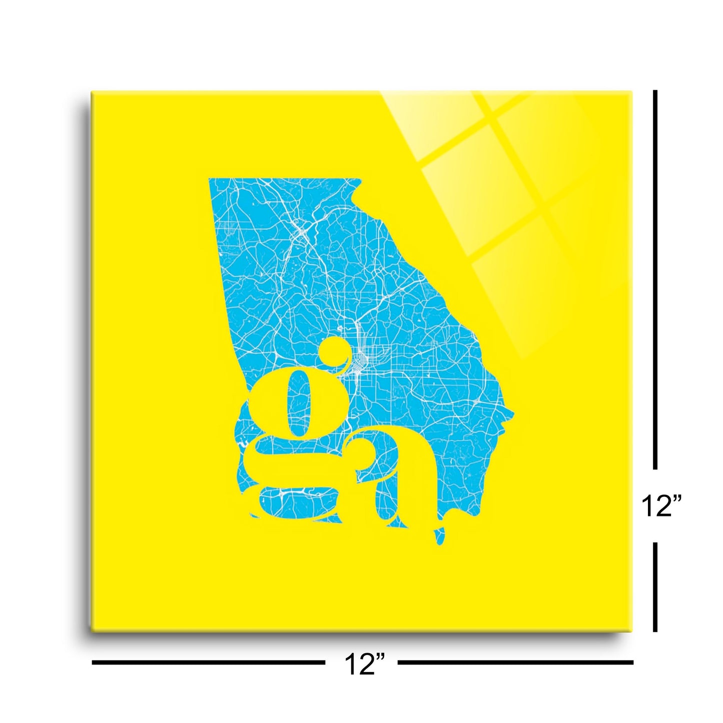 Bright Modern Abbreviated State Yellow Georgia | Hi-Def Glass Art | Eaches | Min 1