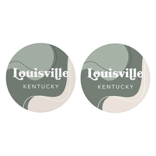 Vintage Groove Fluid Green Kentucky Louisville | Absorbent Car Coasters | Set of 2 | Min 4