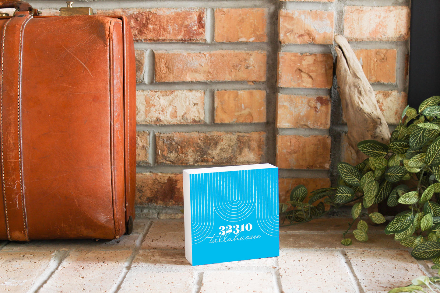Bright Modern City Zip On Teal Florida Tallahassee | Wood Block | Eaches | Min 4