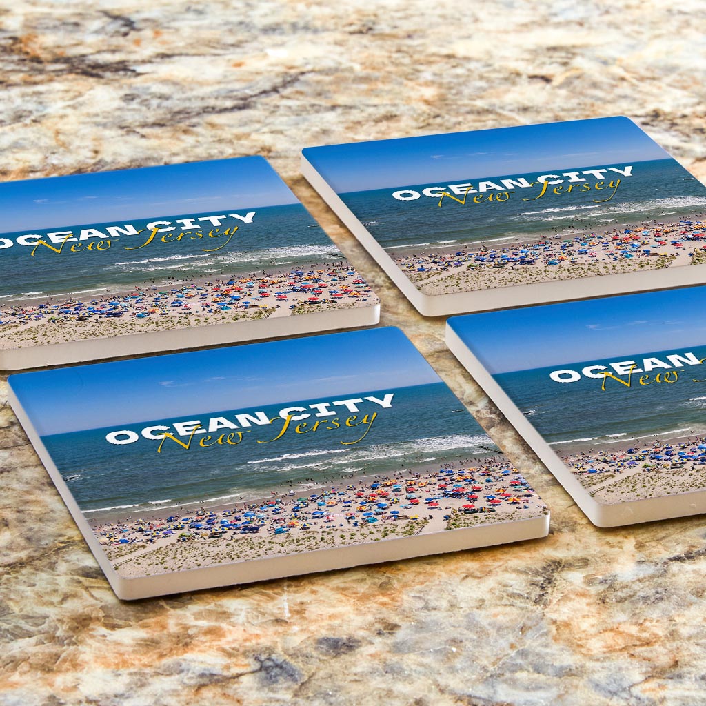 Beach Day Square Coaster| Absorbent Coasters | Set of 4 | Min 2