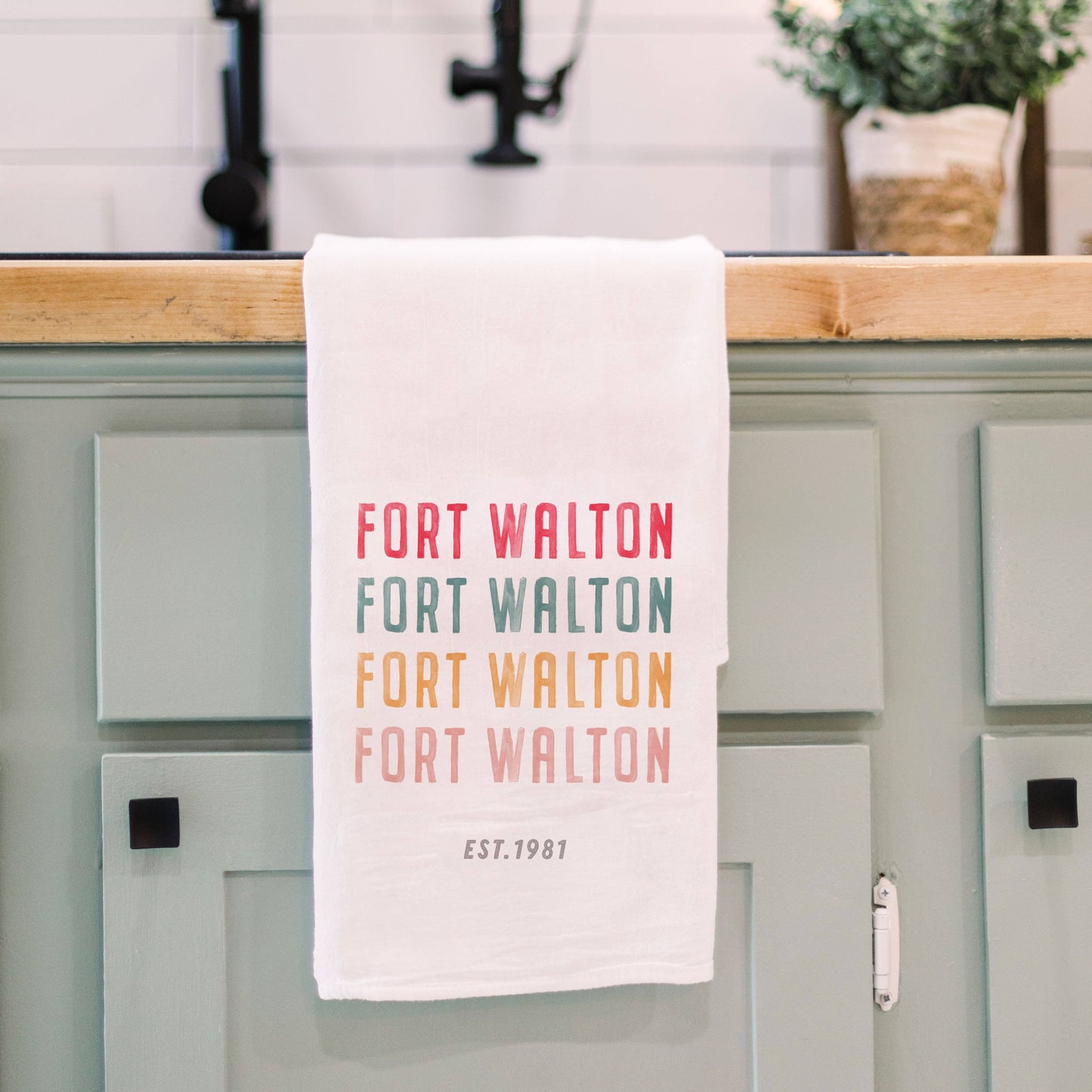 Custom City and State Home Decor Kitchen Tea Towel, FL, TX