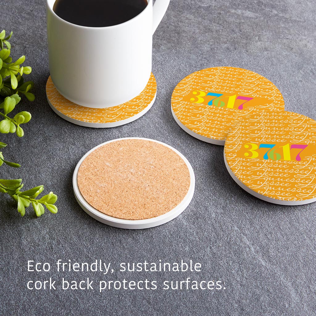 Bright Modern State Script Orange Tennessee Blountville | Absorbent Coasters | Set of 4 | Min 2
