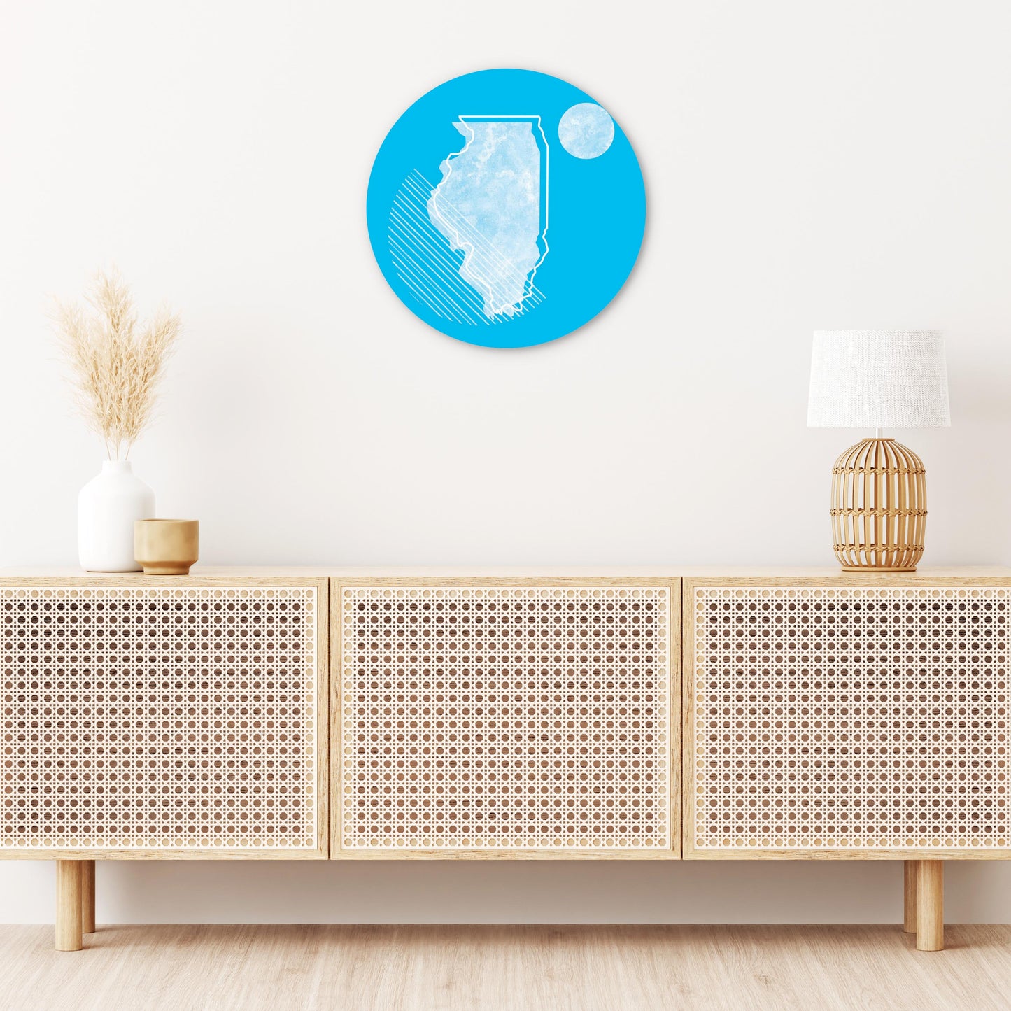 Bright Modern Geometric On Blue Georgia | Wood Sign | Eaches | Min 1