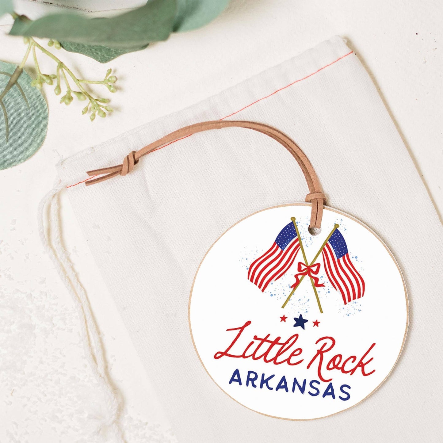 Ornament, Patriotic Gift, American Flag, Custom City/State