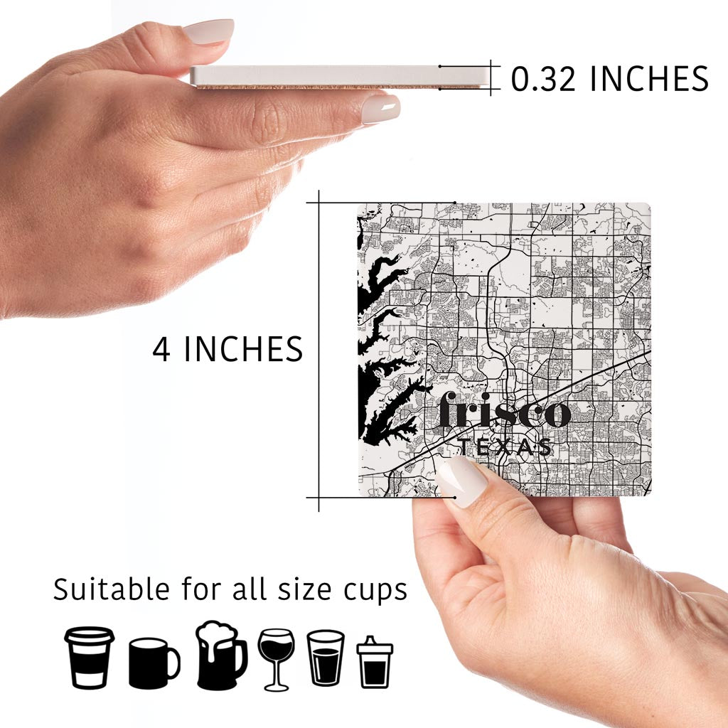 Black and White White Map Texas Frisco