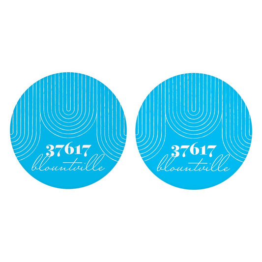 Bright Modern City Zip On Teal Tennessee Blountville | Absorbent Car Coasters | Set of 2 | Min 4