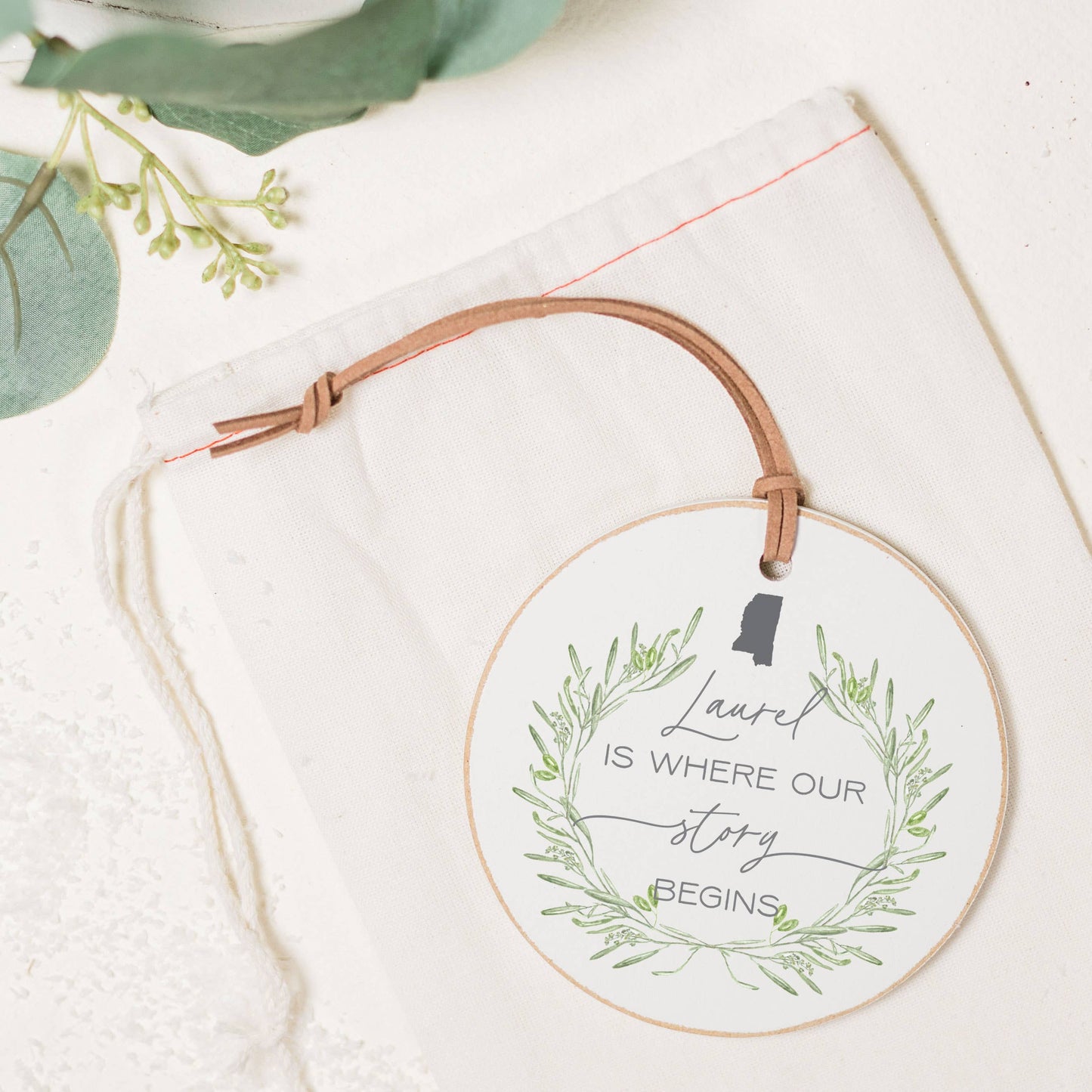 Custom Ornament, Where Our Story Begins, Wood Round Ornament