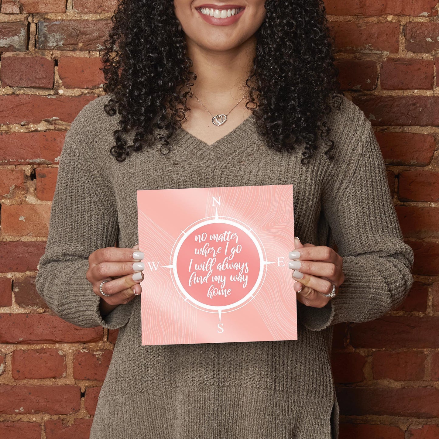 Boho Color Compass On Pink Quote | Hi-Def Glass Art | Eaches | Min 2