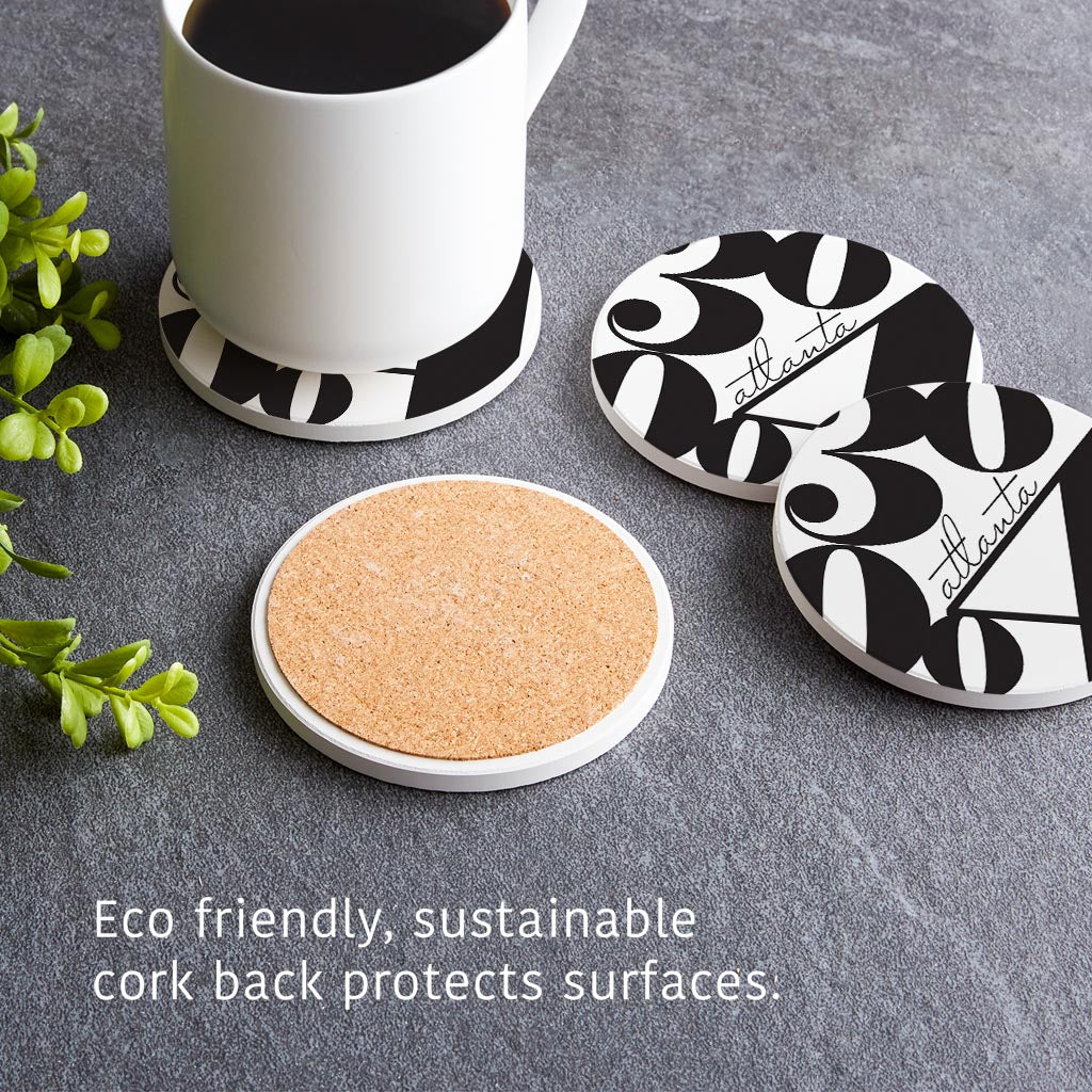 Black And White Zip Block Georgia Atlanta | Absorbent Coasters | Set of 4 | Min 2