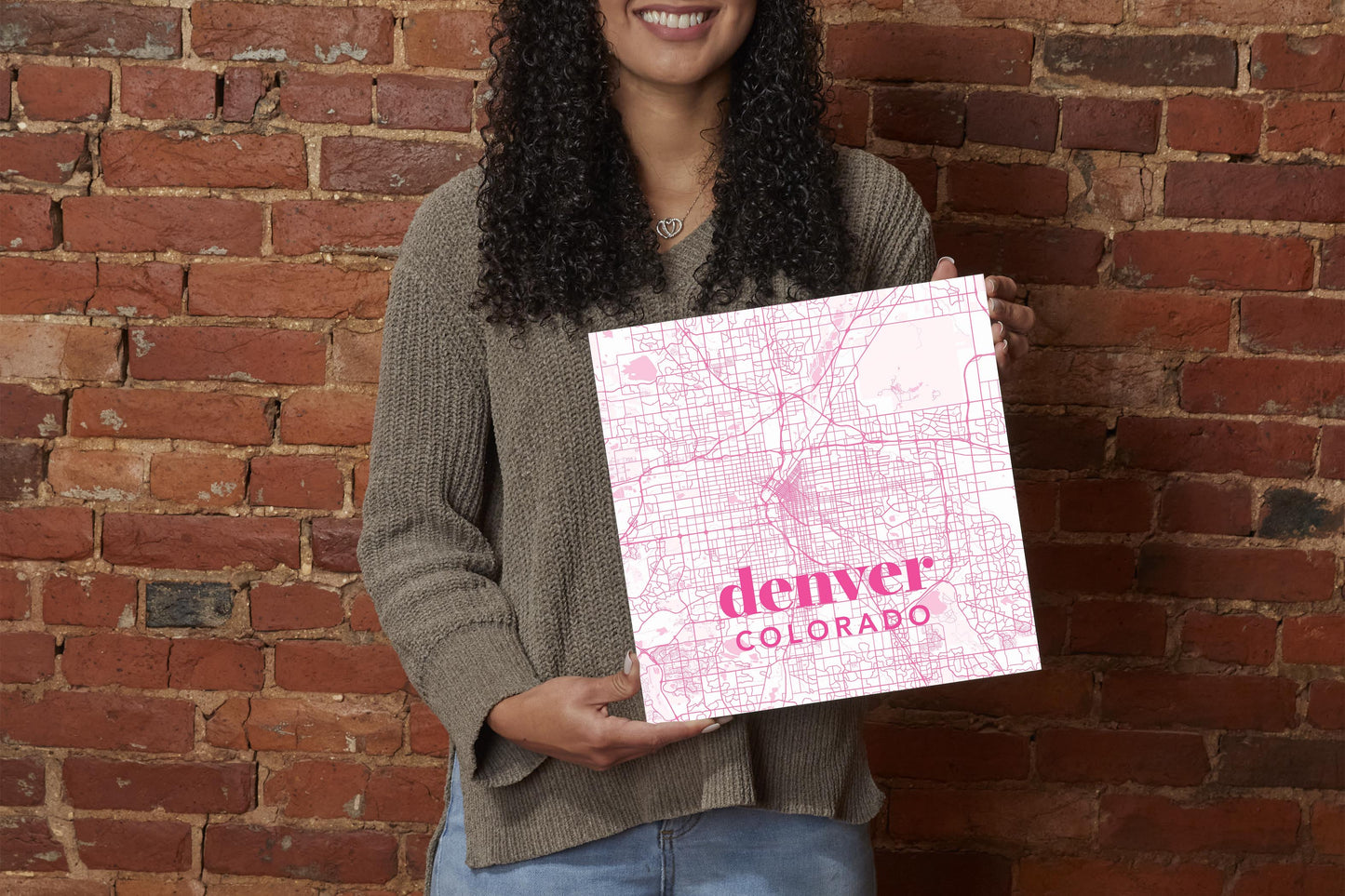 Bright Modern Pink Map Colorado Denver | Wood Sign | Eaches | Min 2