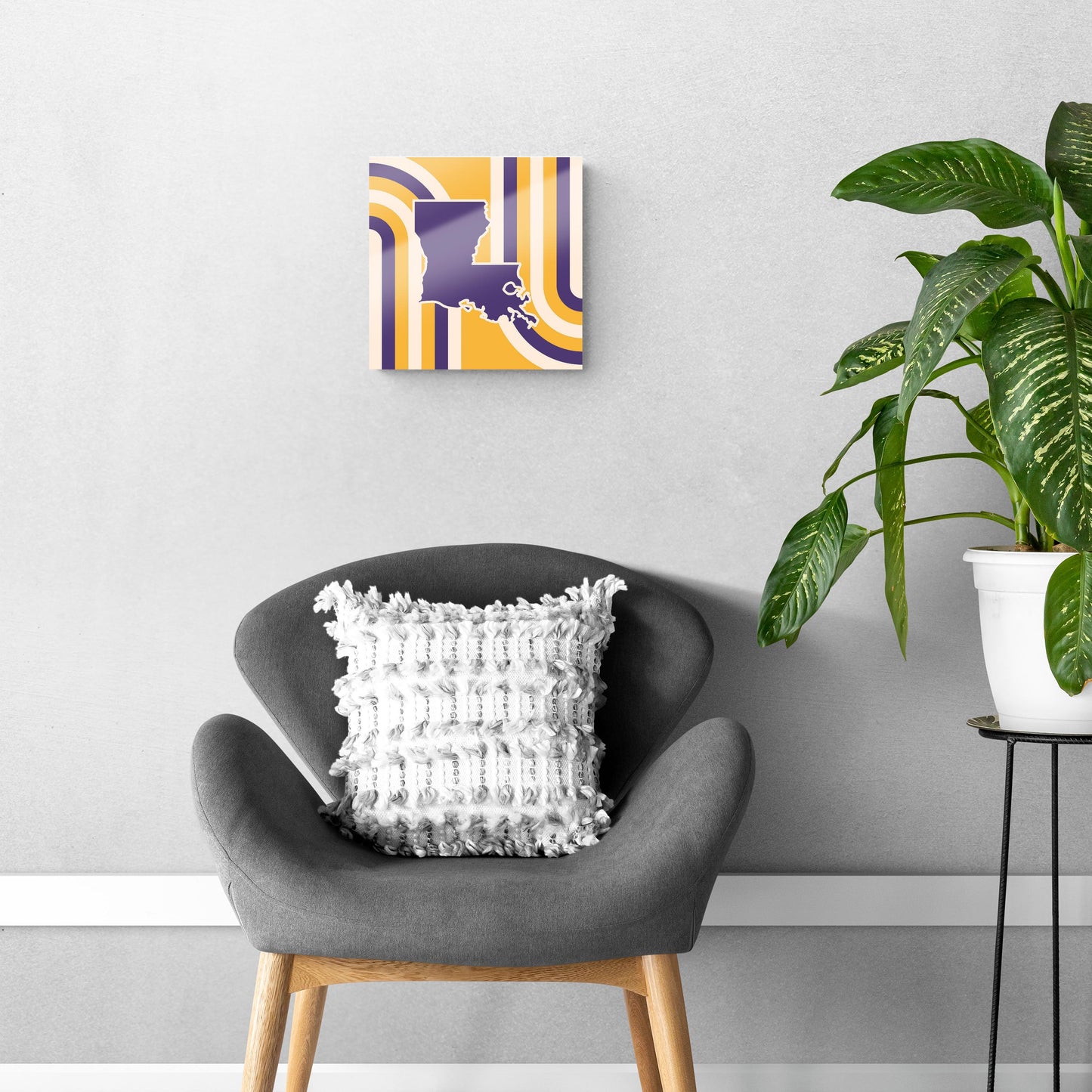 Purple Gold Louisiana Retro State Shape | Hi-Def Glass Art | Eaches | Min 1