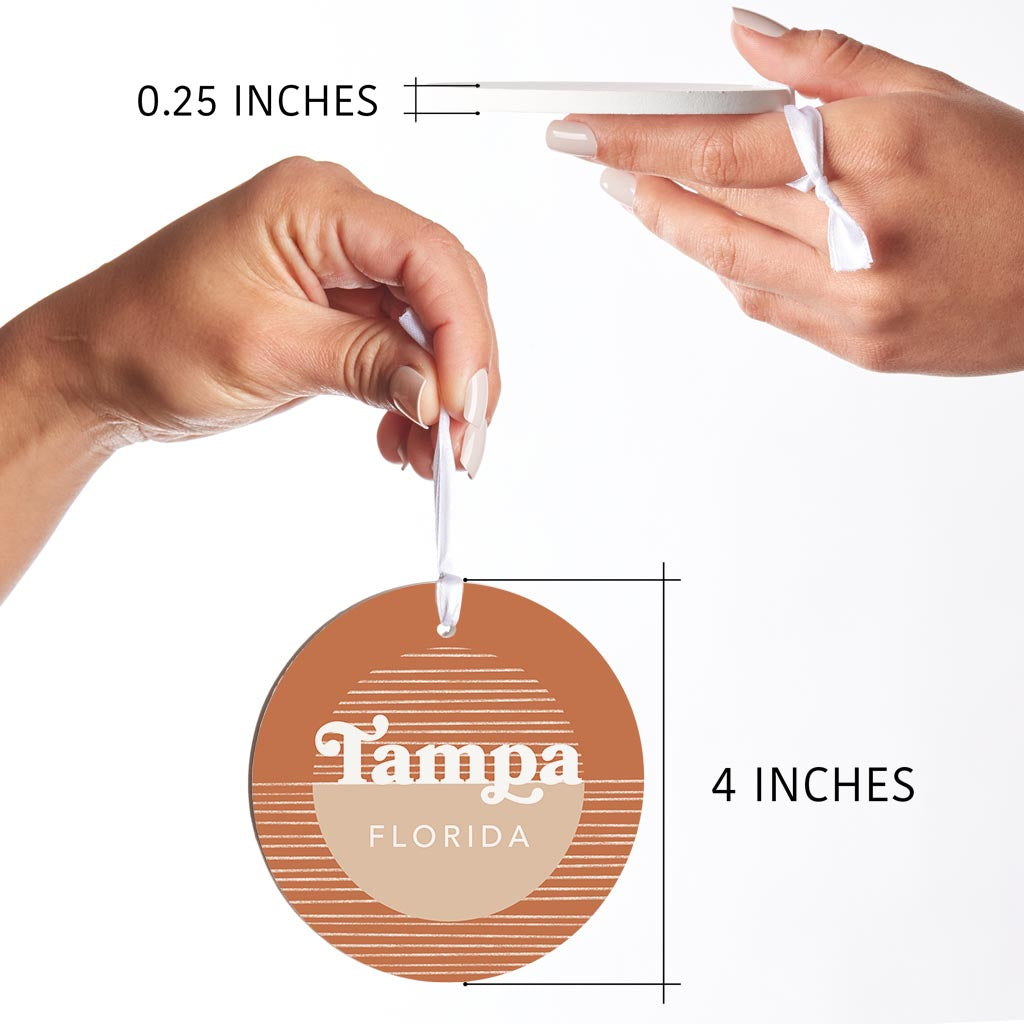 Vintage Groove Half Circle Lines Florida Tampa | Wood Ornament | Eaches | Min 6