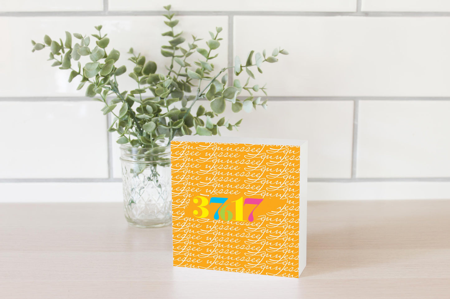 Bright Modern State Script Orange Tennessee Blountville | Wood Block | Eaches | Min 4