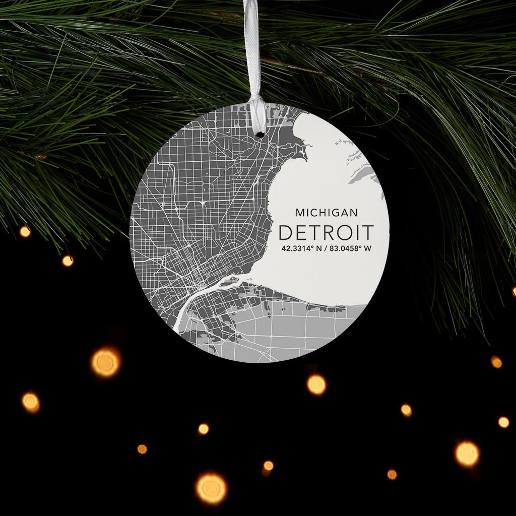 Grey Detroit Michigan Map & Coordinates | 4x4