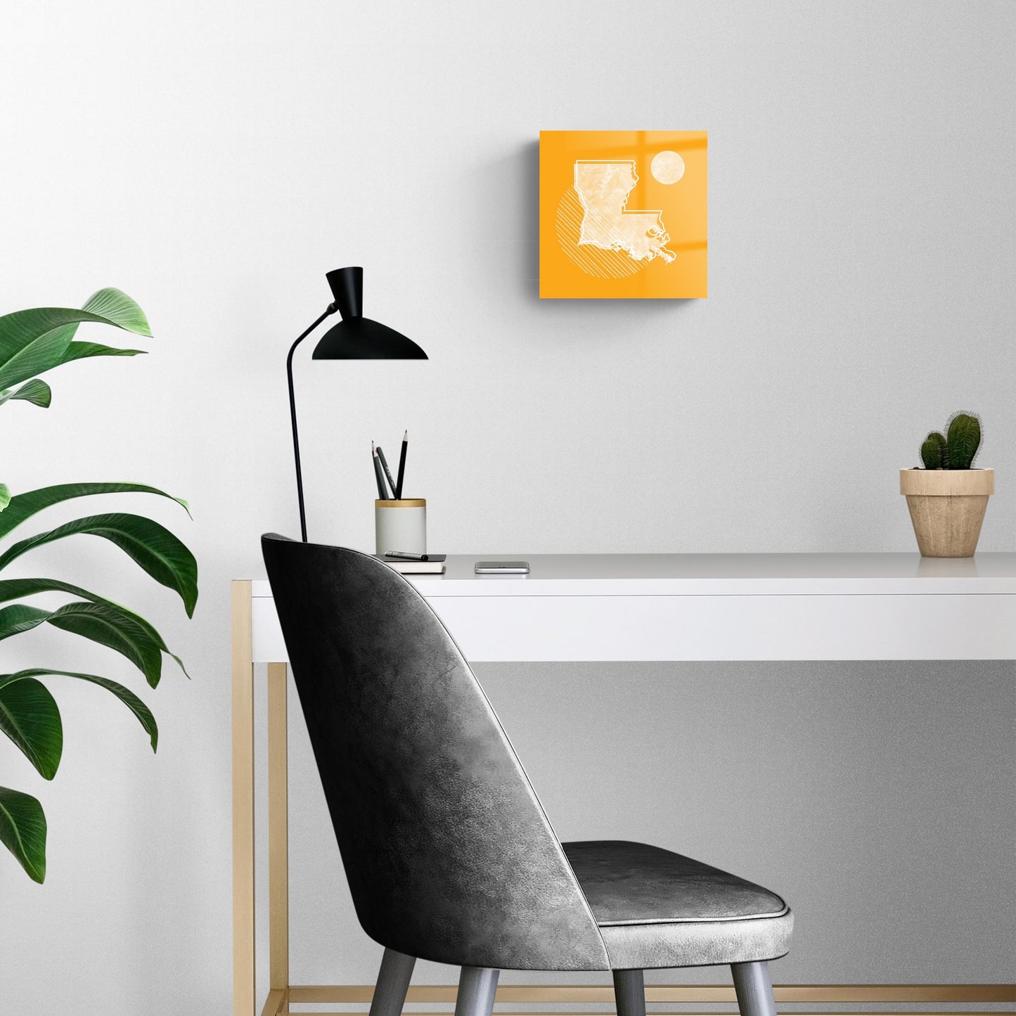 Bright Modern Geometric On Orange Louisiana | Hi-Def Glass Art | Eaches | Min 2