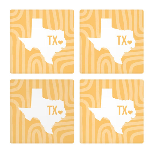 Boho Color Heart State on Yellow Texas