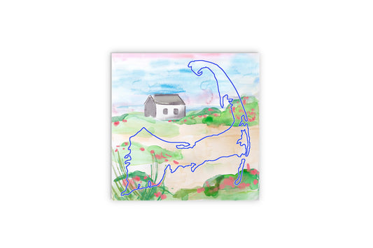 Watercolor Beach Cottage | Wood Sign | Eaches | Min 2