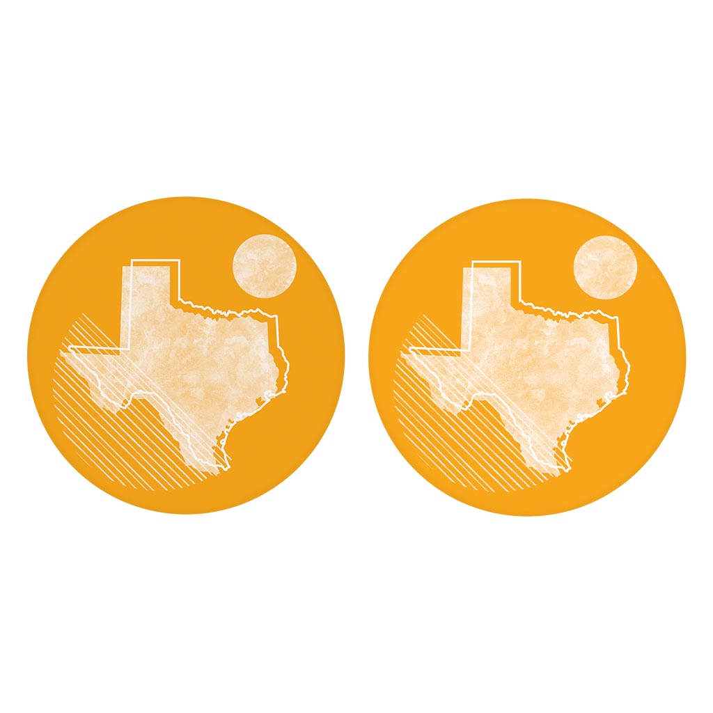 Bright Modern Geometric On Orange Texas | Absorbent Car Coasters | Set of 2 | Min 4