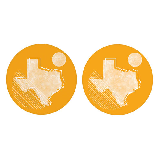Bright Modern Geometric On Orange Texas | Absorbent Car Coasters | Set of 2 | Min 4