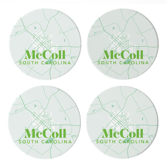Bright Modern Green Map McColl SC | 4x4